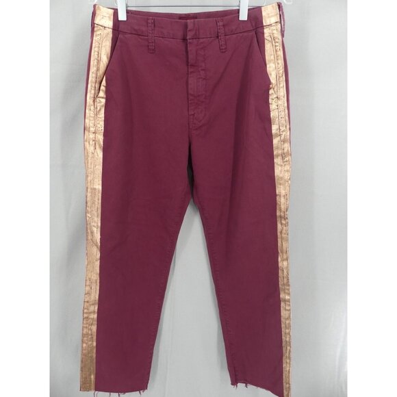 MOTHER 29 Pants The Shaker Prep Fray Killing Time Rose Gold Ankle Merlot NWT - Picture 2 of 10